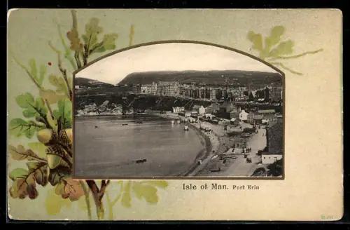 Passepartout-AK Port Erin, Ortsansicht aus der Vogelschau