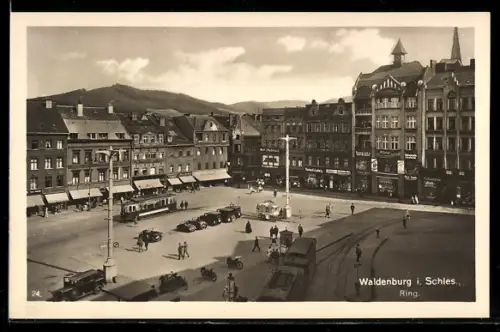 AK Waldenburg, Strassenbahnpartie am Ring