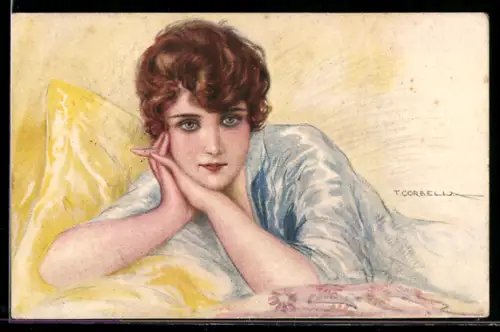 Künstler-AK Tito Corbella: Portrait einer jungen Dame