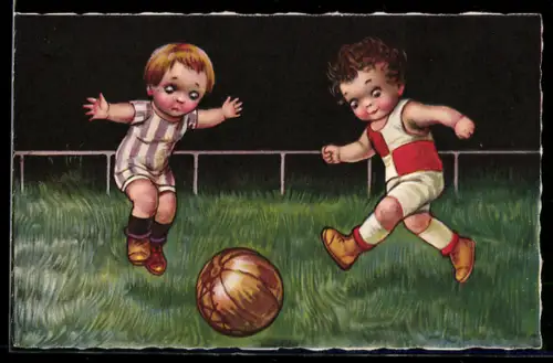 Künstler-AK E. Colombo: Jungs beim Fussball spielen
