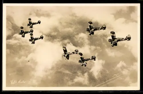 AK Sturz-Kampfeinsitzer Staffel Henschel Hs 123 im Flug, e am Heck