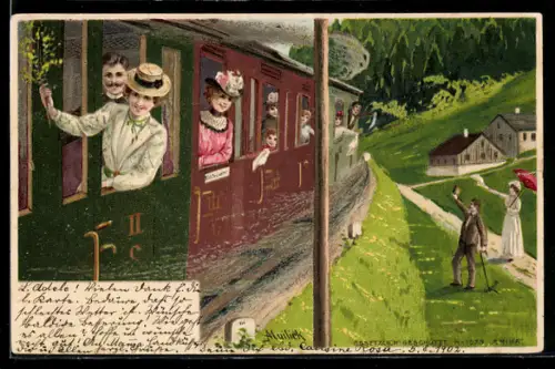 Künstler-AK Alfred Mailick: Eisenbahn bei der Durchfahrt