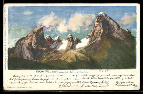 AK Familie Watzmann, Motiv der Berge mit Gesichtern, Berggesichter