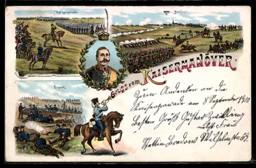 Lithographie Kaiserparade im Kaisermanöver, Biwak