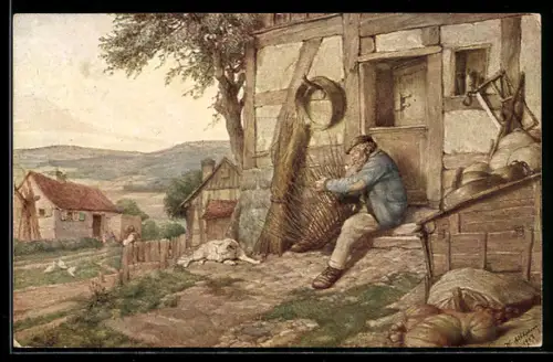 Künstler-AK Wilhelm Altheim: Der Korbflechter