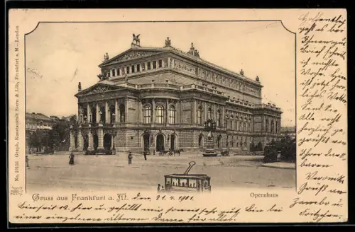 AK Frankfurt /Main, Opernhaus und Strassenbahn