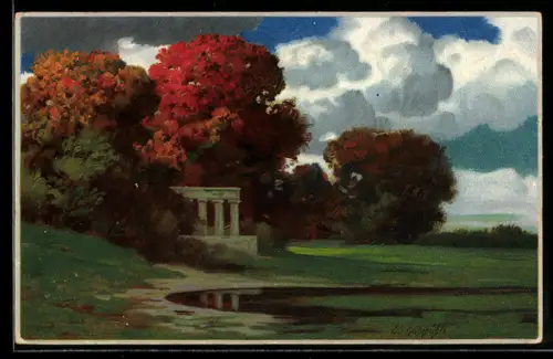 Künstler-AK Eduard Rüdisühli unsign.: Hain zu Esculap