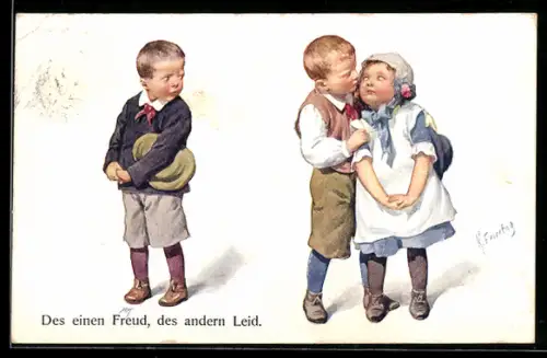 Künstler-AK Karl Feiertag: Des einen Freud, des anderen Leid