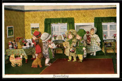 AK Käthe Kruse-Puppen in der Puppenstube