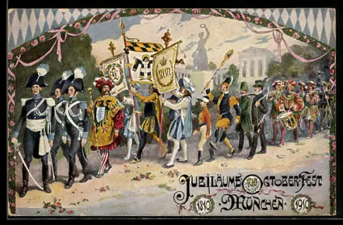 AK München, Jubiläums-Oktoberfest 1910, Festzugsgruppe