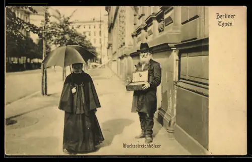 AK Berlin, Strassenverkäufer von Wachsstreichhölzern