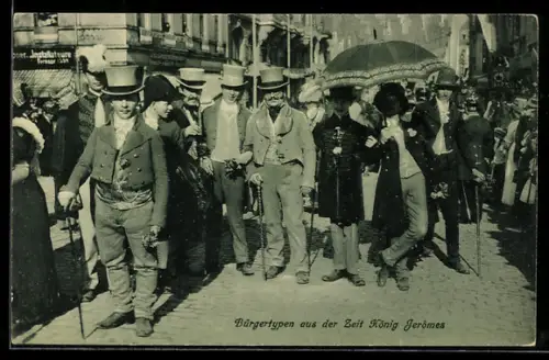 AK Cassel, Strassenumzug, Bürgertypen aus der Zeit König Jeromes
