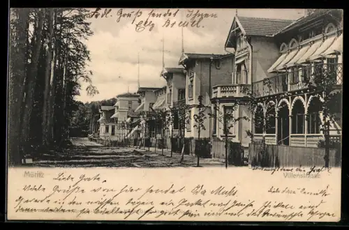 AK Müritz, Villenstrasse im Sonnenschein