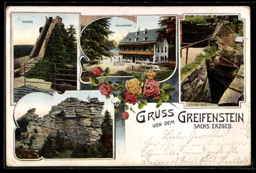 AK Ehrenfriedersdorf, Restauration Greifenstein, Stülpner Höhle und Aufstieg zum Geifenstein