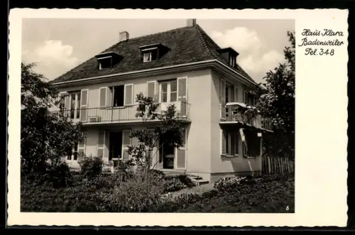 AK Badenweiler, Hotel Haus Klara mit Gartenanlage