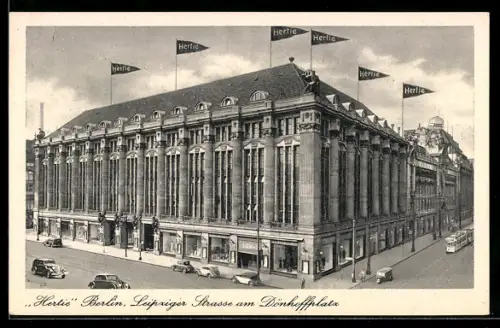 AK Berlin, Hertie Warenhaus Leipziger Strasse am Dönhoffplatz