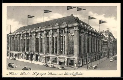 AK Berlin, Hertie Warenhaus Leipziger Strasse am Dönhoffplatz