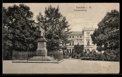 AK Parchim i. M., Blick auf das Moltke-Denkmal