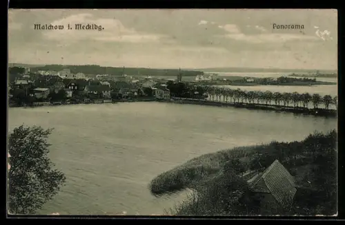 AK Malchow i. Mecklbg., Panorama aus der Vogelschau