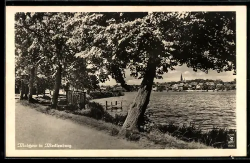 AK Malchow in Mecklenburg, Blick auf die Stadt vom Uferweg aus