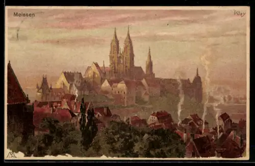 Künstler-AK Heinrich Kley: KMeissen, Schlossberg mit d. neuen Dom