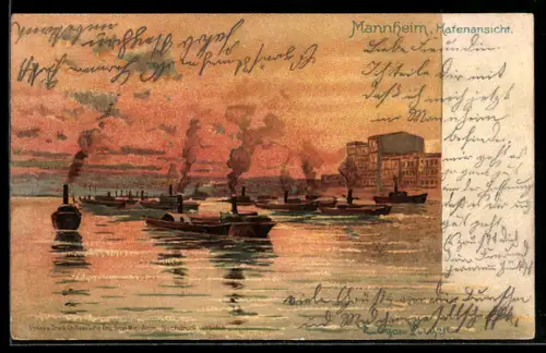 AK Mannheim, Hafenansicht