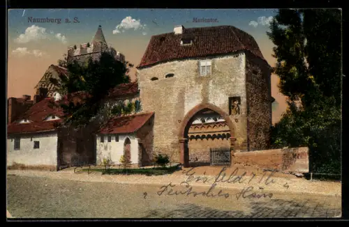 AK Naumburg a. S., Marientor mit Burgblick
