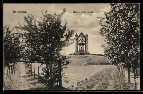 AK Rathenow, Bismarck-Denkmal, Panorama