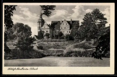AK Thallwitz, Schloss Thallwitz, Klinik, Ansicht vom Wasser