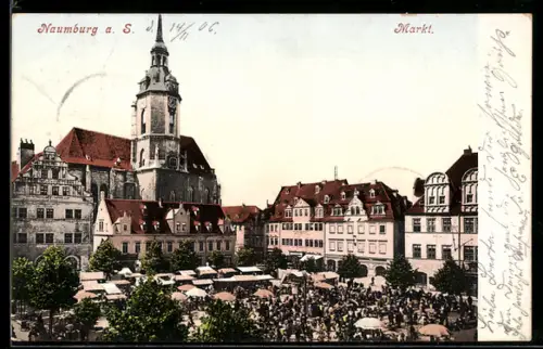 AK Naumburg a. S., Markt, Kirche, Markttreiben