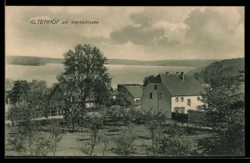 AK Altenhof am Werbellinsee, Dorfansicht mit See