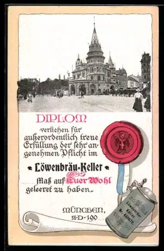 Präge-AK München, Diplom vom Löwenbräu-Keller