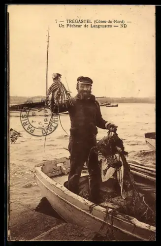 AK Tregastel /Côtes-du-Nord, Fischer mit Langusten