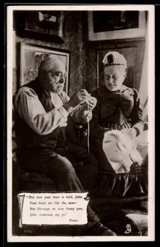 AK Älteres Paar bei der Handarbeit