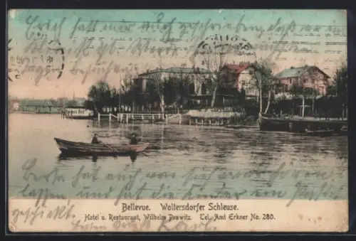AK Woltersdorfer Schleuse, Hotel und Restaurant Bellevue v. Wilhelm Prawitz