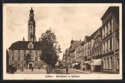 AK Cottbus, Marktplatz mit Rathaus