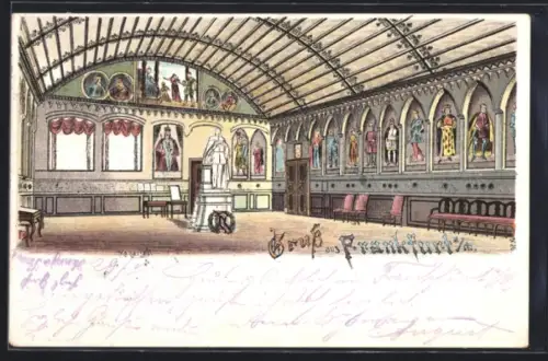 Lithographie Alt-Frankfurt, Innenansicht Kaisersaal