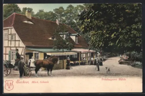 AK Buckow /Märk. Schweiz, Gasthaus Pritzhagener Mühle, Inh. Gustav Goerne