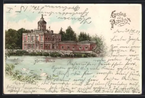 Lithographie Potsdam, Blick zum Marmorpalais