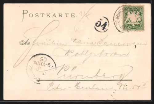 Lithographie Stempfermühle, Mühle am Fluss, Ruderboot