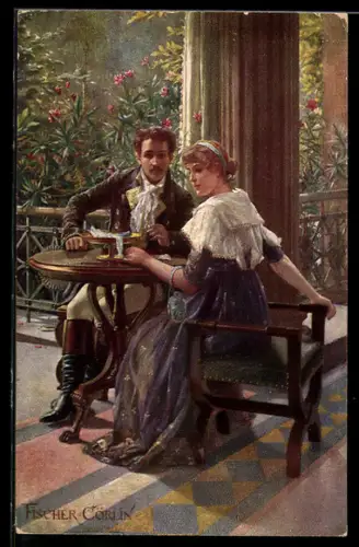 Künstler-AK sign. Fischer-Cörlin: Liebeswerben