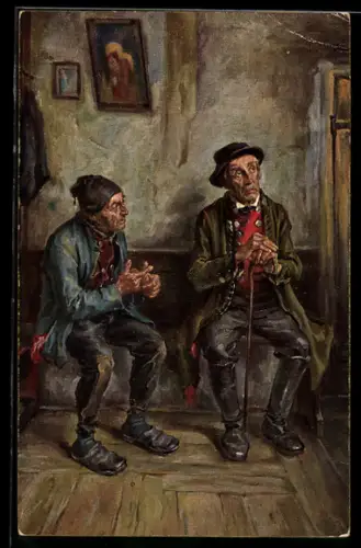 Künstler-AK Wohlgemuth & Lissner, Primus-Postkarte No. 3259: Die Dorfältesten