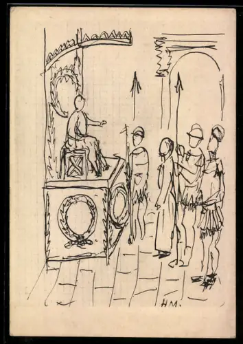 Künstler-AK sign. Henri Matisse: Étude pour le Jugement de Pilate, Chapelle de Vence