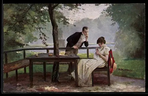 Künstler-AK sign. E. Schneider: Eine Herzensfrage