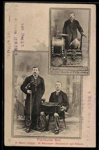 AK Frankfurter Duo, Musiker E. Becht Geige und H. Meininger Bandonion und Zither