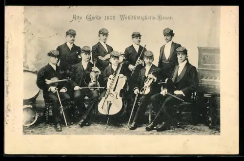 AK Musiker der alten Garde mit Instrumenten, Wohltätigkeits-Bazar 1902