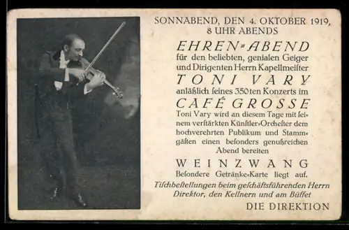 AK Dirigent Herr Kapellmeister Toni Vary, Musiker