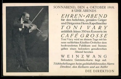 AK Dirigent Herr Kapellmeister Toni Vary, Musiker