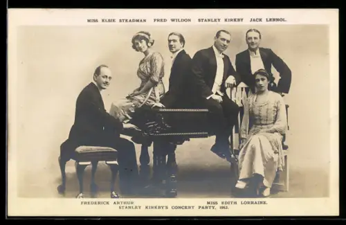 AK Stanley Kirkbys Concert Party, 1912, Musiker Frederick Arthur, Musikerinnen Miss Edith Lorraine, Miss Elsie Steadman
