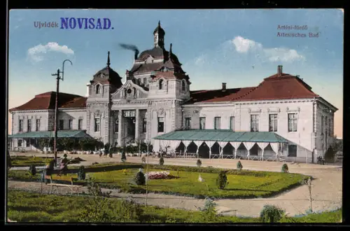 AK Ujvidék, Artézi-fürdö, Artesisches Bad mit Anlage